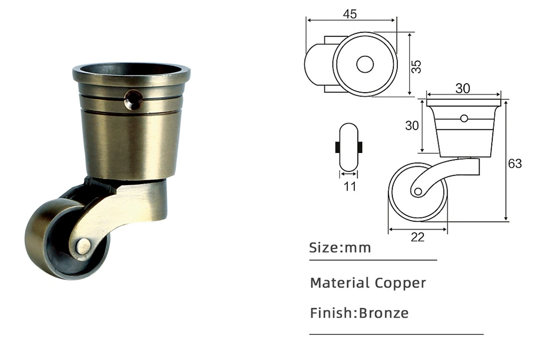 High Quality Copper Bronze Ccaster for Furniture Fittings