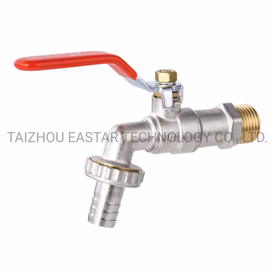 Male Thread Brass Boiler Ball Valve, Chrome Plated Brass Hose Bibcock with Flat Lever Handle