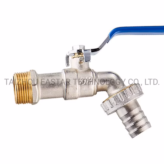 Male Thread Brass Boiler Ball Valve, Chrome Plated Brass Hose Bibcock with Flat Lever Handle